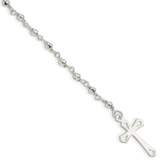Sterling Silver Polished Bead Rosary 7.5 inch Bracelet QH4697-7.5