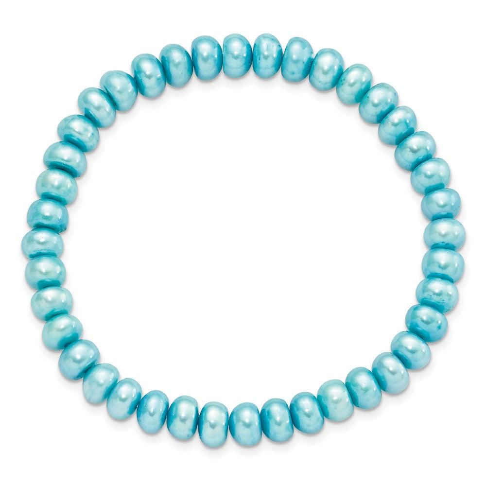6-7mm Teal Button Freshwater Cultured Pearl Stretch Bracelet QH4902