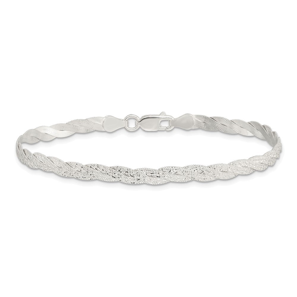 Sterling Silver Fancy Textured Reversible Braided Bracelet QH4926-7.5