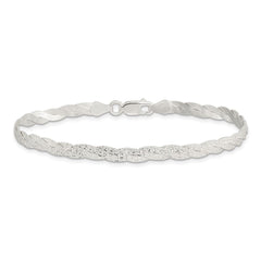 Sterling Silver Fancy Textured Reversible Braided Bracelet QH4926-7.5