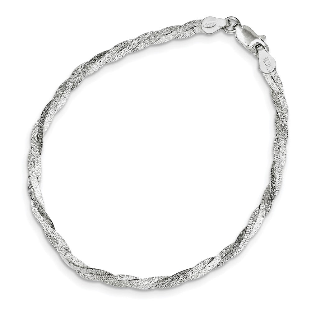 Sterling Silver Fancy Textured Reversible Braided Bracelet QH4926-7.5
