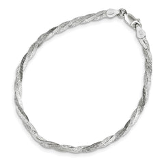 Sterling Silver Fancy Textured Reversible Braided Bracelet QH4926-7.5