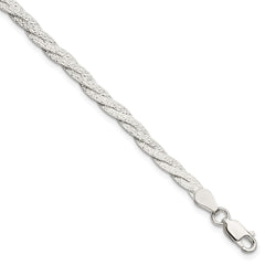 Sterling Silver Fancy Textured Reversible Braided Bracelet QH4926-7.5