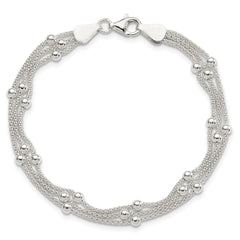 Sterling Silver Polished Beaded 3-strand Bracelet QH4953-7
