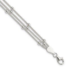 Sterling Silver Polished Beaded 3-strand Bracelet QH4953-7