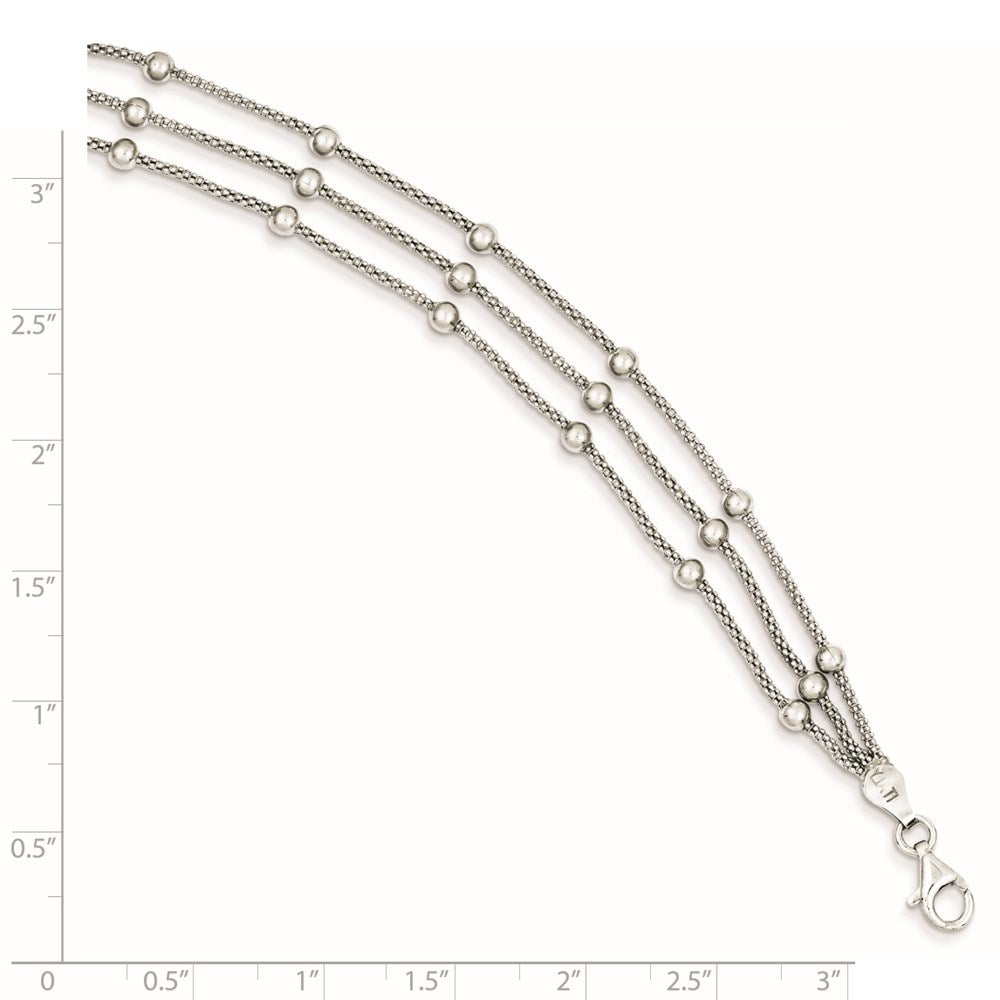 Sterling Silver Polished Beaded 3-strand Bracelet QH4953-7