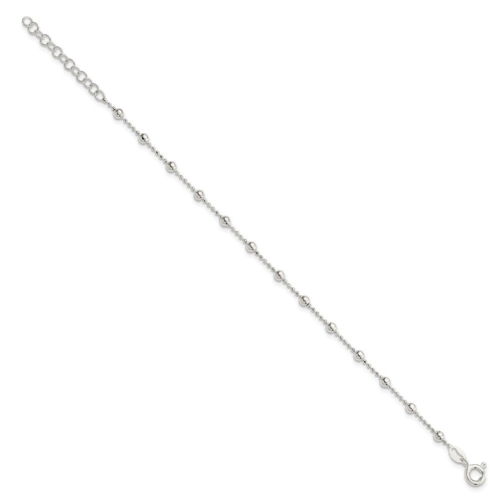 Sterling Silver Polished Beaded 6 Inch with 1 in Ext Bracelet QH4958-7