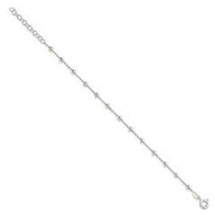 Sterling Silver Polished Beaded 6 Inch with 1 in Ext Bracelet QH4958-7