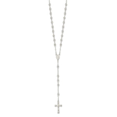 Sterling Silver Polished Rosary 26 inch Necklace QH4988