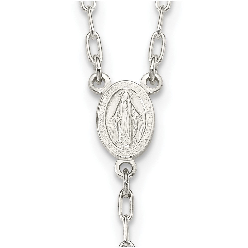 Sterling Silver Polished Rosary 26 inch Necklace QH4988