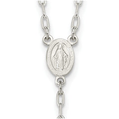 Sterling Silver Polished Rosary 26 inch Necklace QH4988