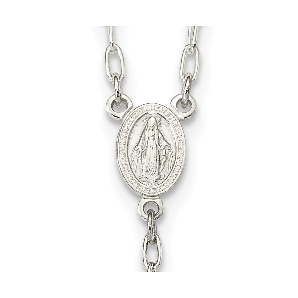 Sterling Silver Polished and Textured Bead Rosary 26 inch Necklace QH4990