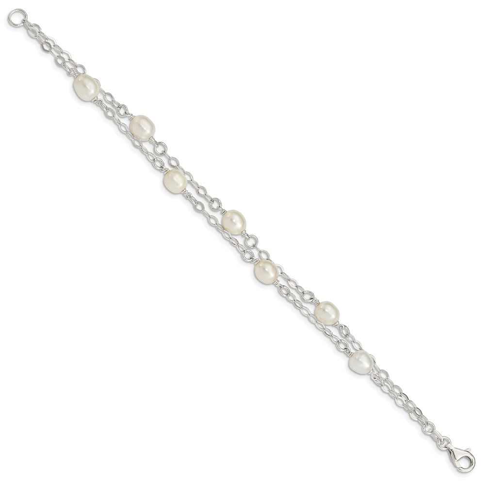 Sterling Silver White FW Cultured Pearl 7.5 inch Bracelet QH5049-7.5