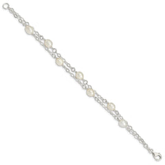 Sterling Silver White FW Cultured Pearl 7.5 inch Bracelet QH5049-7.5