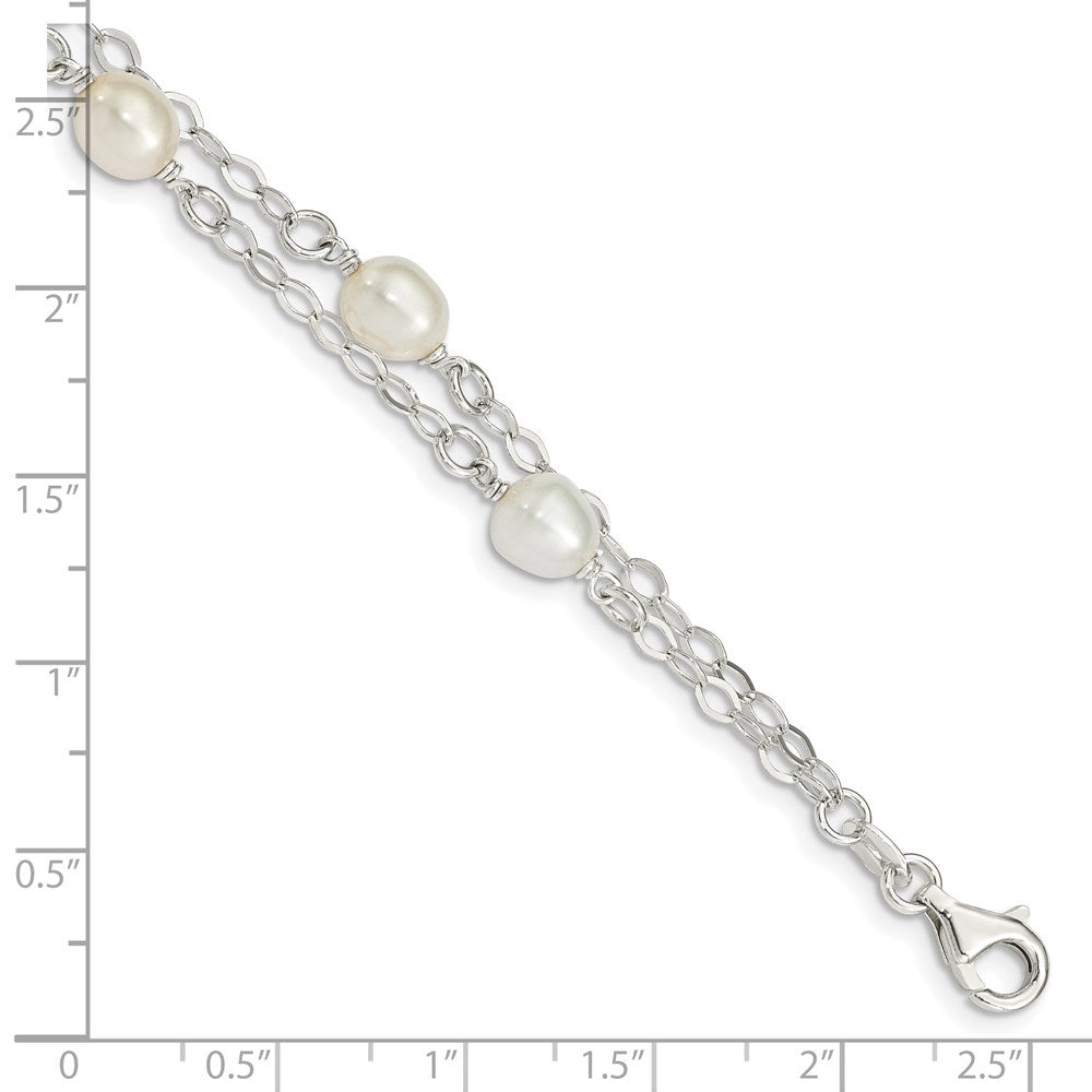 Sterling Silver White FW Cultured Pearl 7.5 inch Bracelet QH5049-7.5