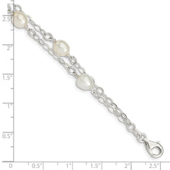 Sterling Silver White FW Cultured Pearl 7.5 inch Bracelet QH5049-7.5