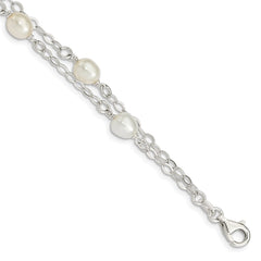 Sterling Silver White FW Cultured Pearl 7.5 inch Bracelet QH5049-7.5