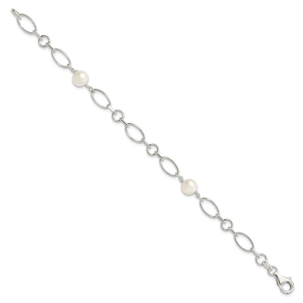 Sterling Silver Polished FW Cultured Pearl Bracelet QH5051-7.5