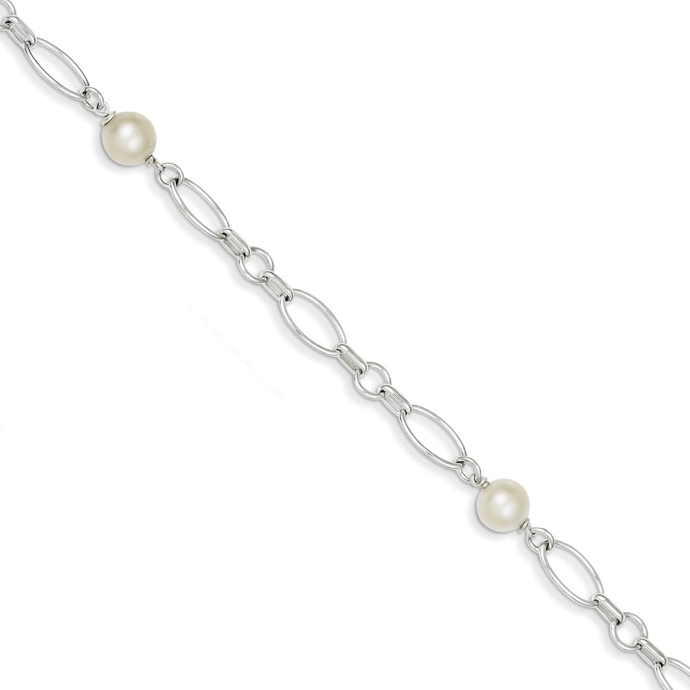 Sterling Silver Polished FW Cultured Pearl Bracelet QH5051-7.5