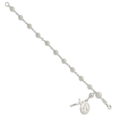 Sterling Silver Polished Laser-cut Rosary Bracelet QH5137-7.75