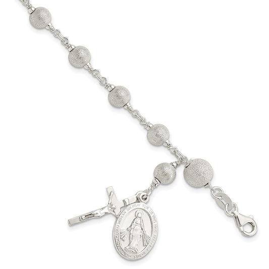 Sterling Silver Polished Laser-cut Rosary Bracelet QH5137-7.75