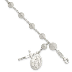 Sterling Silver Polished Laser-cut Rosary Bracelet QH5137-7.75