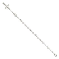 Sterling Silver Polished Beaded Rosary 7.5 inch Bracelet QH5140-7.5