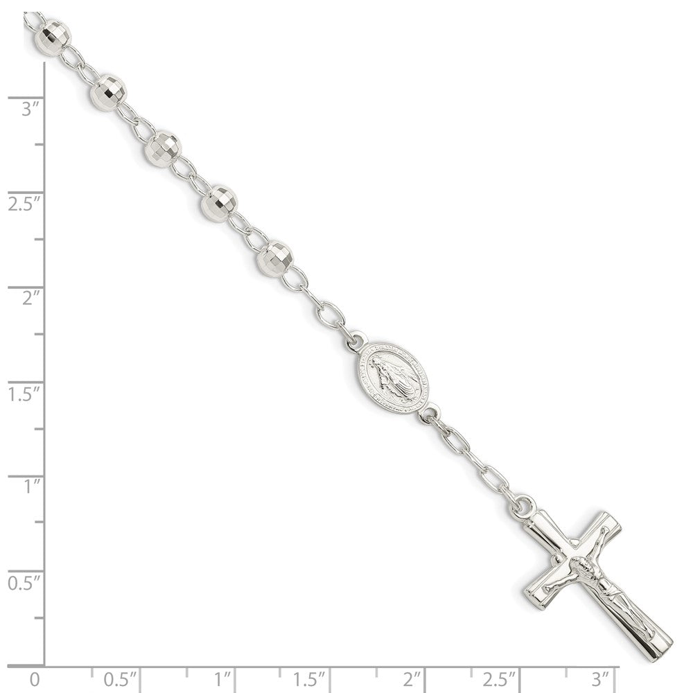 Sterling Silver Polished Beaded Rosary 7.5 inch Bracelet QH5140-7.5