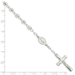 Sterling Silver Polished Beaded Rosary 7.5 inch Bracelet QH5140-7.5