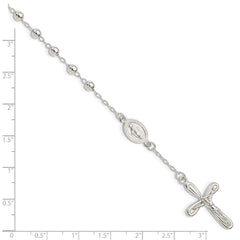 Sterling Silver Polished Beaded Single Decade Rosary 7.5 inch Bracelet QH5142-7.5