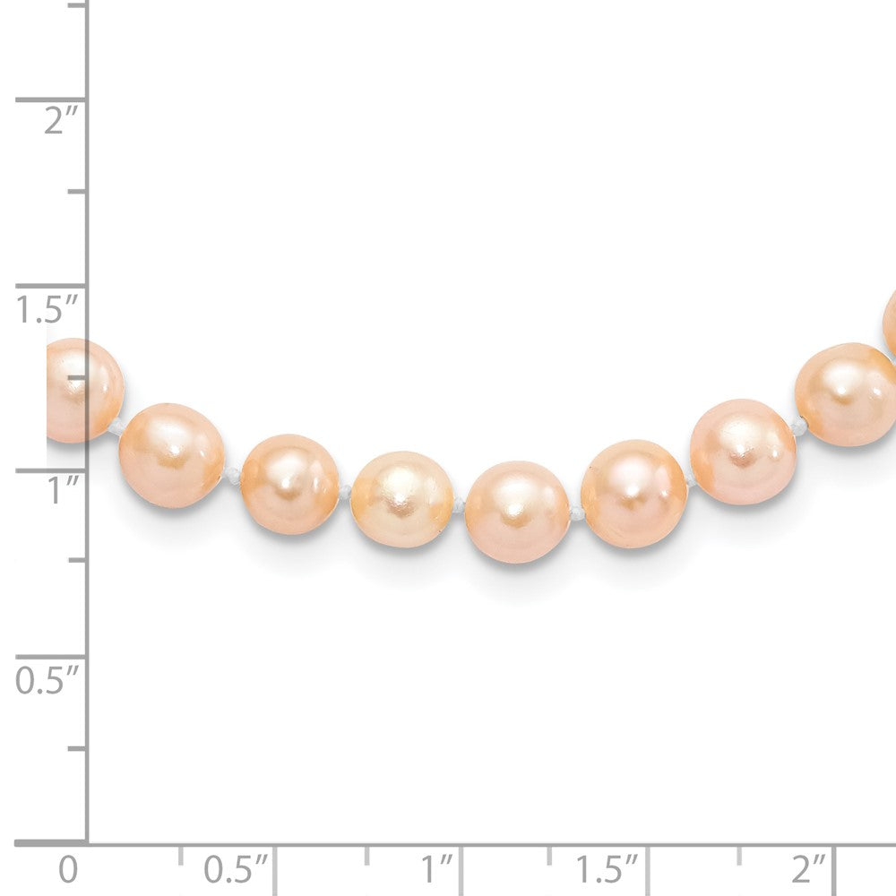Sterling Silver Rhodium-plated 6-7mm Pink Near-Round Freshwater Cultured Pearl 7.25 inch Bracelet QH5166-7.25