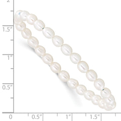 Children's 4-5mm White Rice Freshwater Cultured Pearl Stretch Bracelet QH5278