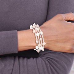 6-7mm Multicolored Baroque Freshwater Cultured Pearl and Glass Beaded Wrap Bracelet QH5345