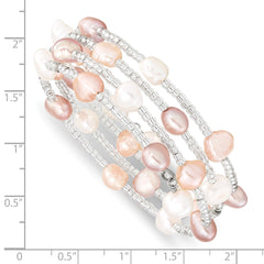 6-7mm Multicolored Baroque Freshwater Cultured Pearl and Glass Beaded Wrap Bracelet QH5345