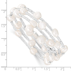 7-8mm White Baroque Freshwater Cultured Pearl and Glass Beaded Wrap Bracelet QH5397