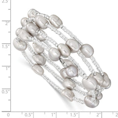 8-9mm Grey Baroque Freshwater Cultured Pearl and Glass Beaded Wrap Bracelet QH5414