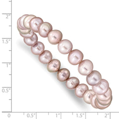 8-9mm Pink Near-round Freshwater Cultured Pearl Stretch Bracelet QH5458