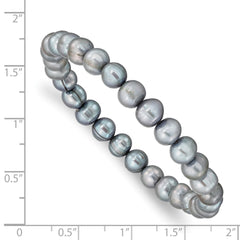 6-7mm Grey Freshwater Cultured Pearl Stretch Bracelet QH5459