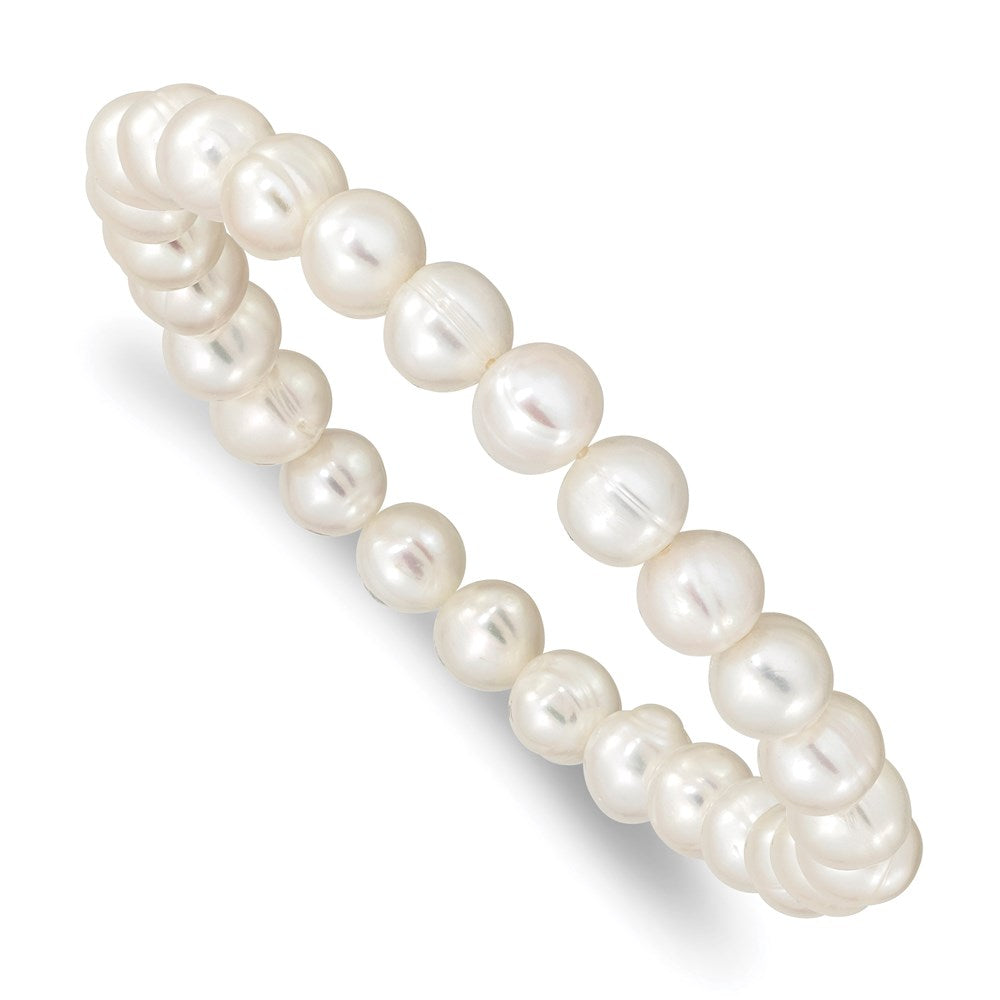 6-7mm White Freshwater Cultured Pearl Stretch Bracelet QH5463