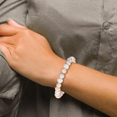 8-9mm White, Pink and Purple Near-Round Freshwater Cultured Pearl Stretch Bracelet QH5465
