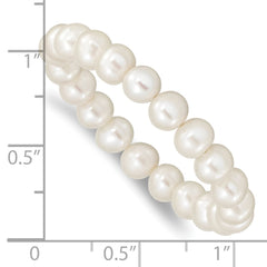Madi K 5-6mm White Semi-Round Freshwater Cultured Pearl Children's Stretch Bracelet QH5566