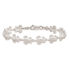 De-Ani Sterling Silver Rhodium-plated Polished Sea Turtle 7.5 inch Bracelet QH5572-7.5