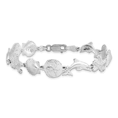De-Ani Sterling Silver Rhodium-plated Polished Sea Life Bracelet QH5574-7.25