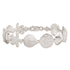 De-Ani Sterling Silver Rhodium-Plated Polished Turtle / Shell / Starfish / Clam Bracelet QH5577-7.25