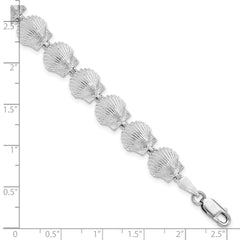 De-Ani Sterling Silver Rhodium-plated Polished Scallop Shell Bracelet QH5586-7.5