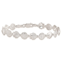 De-Ani Sterling Silver Rhodium-plated Polished Sand Dollar and Shell 7.25 inch Bracelet QH5592-7.25