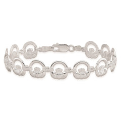 De-Ani Sterling Silver Rhodium-Plated Polished Claddagh Circle Bracelet QH5596-7.25