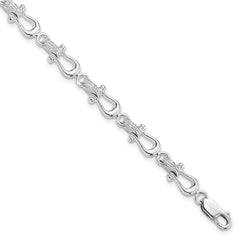 De-Ani Sterling Silver Rhodium-plated Polished and Textured Mariners Link Bracelet QH5612-8