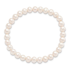 6-7mm White Semi-round Freshwater Cultured Pearl Stretch Bracelet QH5623