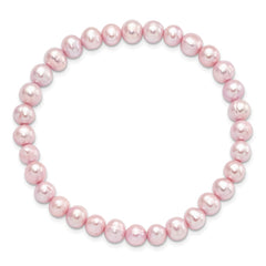6-7mm Pink Semi-round Freshwater Cultured Pearl Stretch Bracelet QH5641